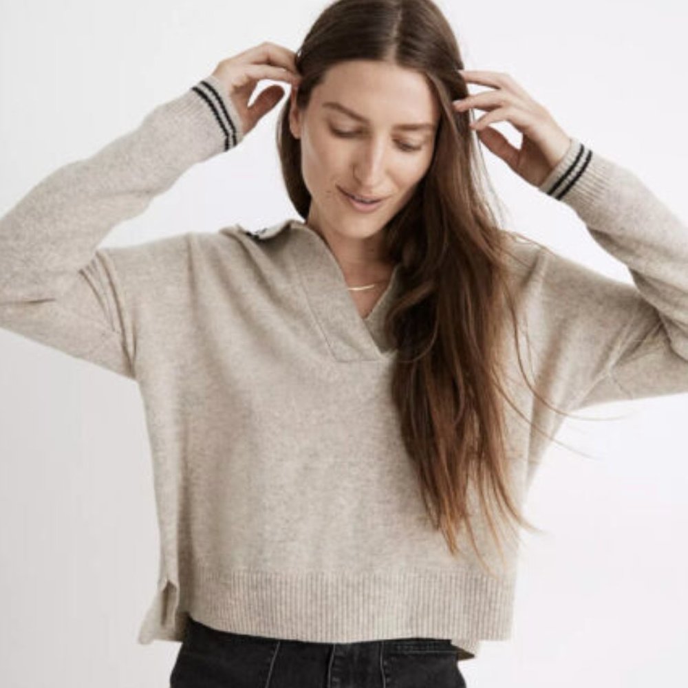Madewell Tipped Davie Polo Sweater Size S